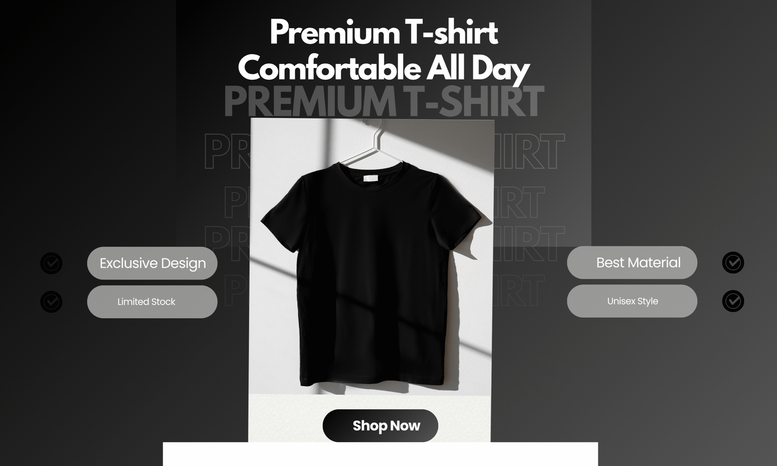 black and white minimalist t shirt instagram post (1000 x 600 mm)